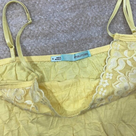 Y2K Baby Yellow Lace Trim Cami Top Tank Size S‎ - Picture 4 of 6